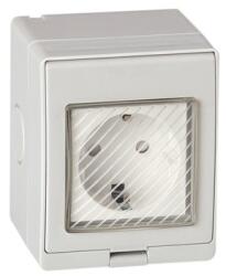  Priza simpla Schuko IP55 pentru exterior, cu capac si montaj aparent (E-PREX)
