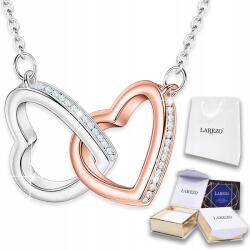 Larezo Ezüst nyaklánc szívekkel Kombinált szívek Végtelen szerelem Ezüst 925 (łańcuszek dwa serduszka serce z cyrkoniami)