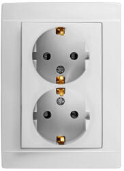  Priza dubla ST cu contact de protectie, montaj sub tencuiala, 16A (PS-2512)