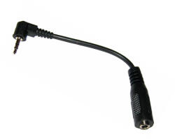  Adaptor jack 2.5 mm tata 90° la 3.5 mm mama, pe fir, negru (ZLA0580)