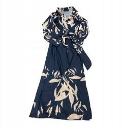  Ruha női maxi ing sötétkék levelekkel megkötős M
