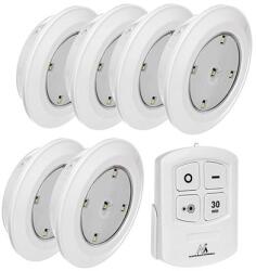  Set 6 lampi LED fara fir cu telecomanda si timer 30 min, alb (URZ0869)