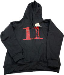  Decrum kapucnis pulóver S - fekete, piros „11 nyomott mintával, unisex (KN13/53-4)