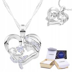 Larezo Ezüst Nyaklánc Anya és gyermeke Szív Anya cirkóniákkal Ezüst 925 (długi łańcuszek rodzina family z kryształkami)