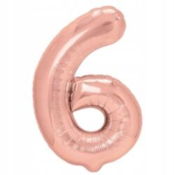  Fólia Léggömb Nagy Szám 6 Rózsaszín Arany 100 cm Születésnapi Dekoráció Hélium