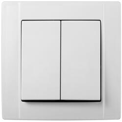  Comutator dublu ST pentru montaj îngropat, 10A/250V, alb modern (PS-2504)