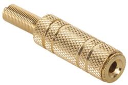  Mufa jack 3.5 mm mama stereo aurie metalica, pentru montaj pe cablu (GNI0015S)