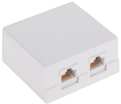  Priza dubla UTP Cat 5 pentru retea Ethernet, montaj aparent, alba (TEL0031)