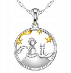 Larezo Ezüst Nyaklánc Kisfiú Róka Hold Csillagok Aranyozott Ezüst 925 (naszyjnik inspiracja mały książę 925 srebro)