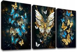  Vászonkép pillangók 3 db 40x60 cm fa keret gyémánt csillogás (B09NK47YHR)