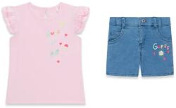 Guess Комплект розова тениска и къси деним панталони за мини момиче Guess