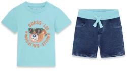 Guess Синьо-зелена тениска с мече и деним панталони за бебе момче Guess