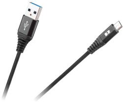 Rebel Cablu USB-Micro USB Rebel 1 m, nylon, negru - incarcare rapida si date (RB-6000-100-B)