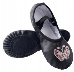 ASIS Gimnasztikai Balettcipő Bőr Tánchoz Pillangó Flitter Fekete 30 (SKMC_30)