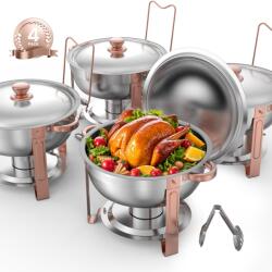 VEVOR Chafing Dish HZ-831 Rosegold 47L Incalzitor pentru Bufet cu Capac si Stand Pliabil (HZ-831) Tava