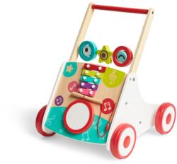 Hape Musik Lauflernwagen - Carucior din lemn cu instrumente muzicale reglabil pentru copii de la 10 luni (E0383)