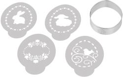 Dr. Oetker Set forme prajituri Dr Oetker Goldiges Ostern 5 piese argintiualb cu sabloane decorative (1879)