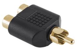  Adaptor RCA tata la 2x RCA mama, contacte aurite (Gold) pentru audio-video (ZLA0307)