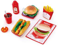 Hape Set de joaca Hape Fastfood cu hamburger hotdog si accesorii pentru copii (E3160) Bucatarie copii