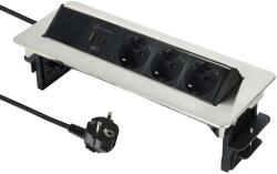 Electraline 62570 Priza Incorporabila Pop-Up 3 Prize 2 USB Fast Charge 155W Cablu 2m (62570)
