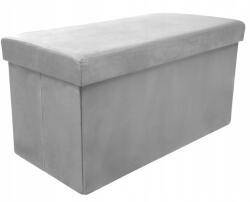 AGTRADE Puff Összecsukható Ülőfelület Tárolórekesszel 60x30x30 cm Világos Szürke Velúr (PUF VV 60X30X30 JASNY SZARY)