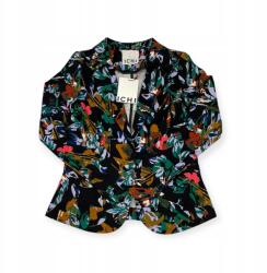 ICHI női blézer S elegáns fekete, színes virágokkal (F5-6)