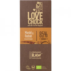Lovechock Ciocolata raw vegana cu migdale si baobab, 70g, Lovechock