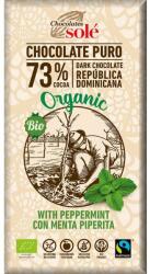 Chocolates Solé Ciocolata neagra cu 73% cacao si menta Bio, 100g, Chocolates Sole