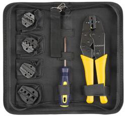  Trusa cleste de sertizare E6110 cu 5 falci interschimbabile si husa (NAR0875) Cleste
