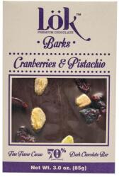LOK Dark Chocolate 70% cacao cu merisoare si fistic, 85g, LOK