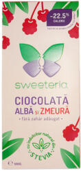 Sweeteria Ciocolata alba cu zmeura cu indulcitor din stevie, 100g, Sweeteria