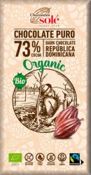 Chocolates Solé Ciocolata neagra cu 73% cacao Bio, 100g, Chocolates Sole