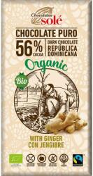 Chocolates Solé Ciocolata neagra cu 56% cacao si ghimbir Bio, 100g, Chocolates Sole