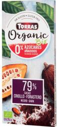 TORRAS Ciocolata neagra fara zahar si gluten cu 79% cacao Organic Bio, 100g, Torras