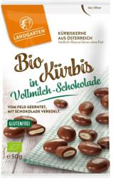 Landgarten Seminte de dovleac invelite in ciocolata cu lapte fara gluten Bio, 50g, Landgarten