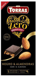 TORRAS Ciocolata neagra cu migdale fara zahar si gluten 72% cacao Zero, 150g, Torras