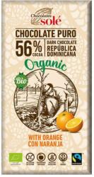 Chocolates Solé Ciocolata neagra cu 56% cacao si portocale Bio, 100g, Chocolates Sole
