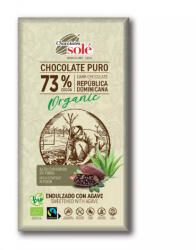 Chocolates Solé Ciocolata neagra cu 73% cacao si sirop de agave Bio, 100g, Chocolates Sole