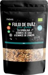 Niavis Fulgi de ovaz fini fara gluten cu spirulina, chia si seminte de canepa Eco, 200g, Niavis