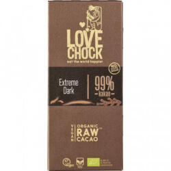 Lovechock Ciocolata raw vegana 99% cacao Extreme Dark, 70g, Lovechock