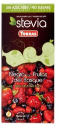 TORRAS Ciocolata neagra cu fructe de padure fara zahar si gluten 58% cacao Stevia, 125g, Torras