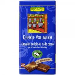 RAPUNZEL Ciocolata neagra cu 46% cacao si lapte integral bio, 100g, Rapunzel
