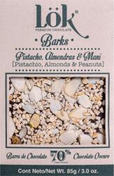 LOK Dark Chocolate 70% cacao cu arahide, migdale si fistic, 85g, LOK