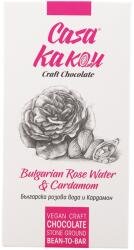 Casa Kakau Ciocolata artizanala cu apa de trandafiri si cardamom 66%, 70g, Casa Kakau