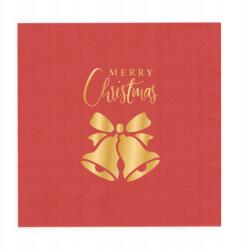 PartyPal Papírszalvéta Csengő Karácsony piros 33x33cm 10db (PP512636)