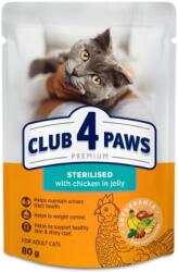 CLUB 4 PAWS Premium Sterilised csirke zselében nedves macskaeledel, 80 g. Minimum rendelés: 24 db