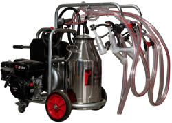 Melasty Aparat de muls oi sau capre Melasty galvanizat, motor pe benzina, 4 posturi si bidon inox 40 L (EMTDKKC4-S GE S40)