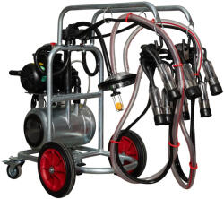 Melasty Aparat de muls bovine Melasty cu cadru galvanizat 2 posturi si loc pentru un bidon, pompa vacuum ulei (EMTDY2-K)
