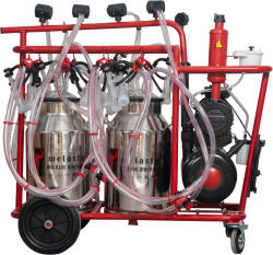 Melasty Aparat de muls oi sau capre Melasty, 2 bidoane inox 40 litri, 8 posturi( ungere) (EMTTYKC8-2PS40)