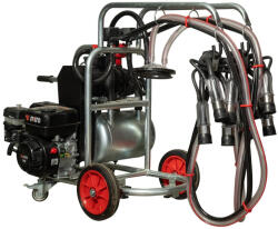 Melasty Aparat de muls vaci cu motor termic si electric Melasty, cu 2 posturi si loc pentru un bidon (EMTDK2-K GE)